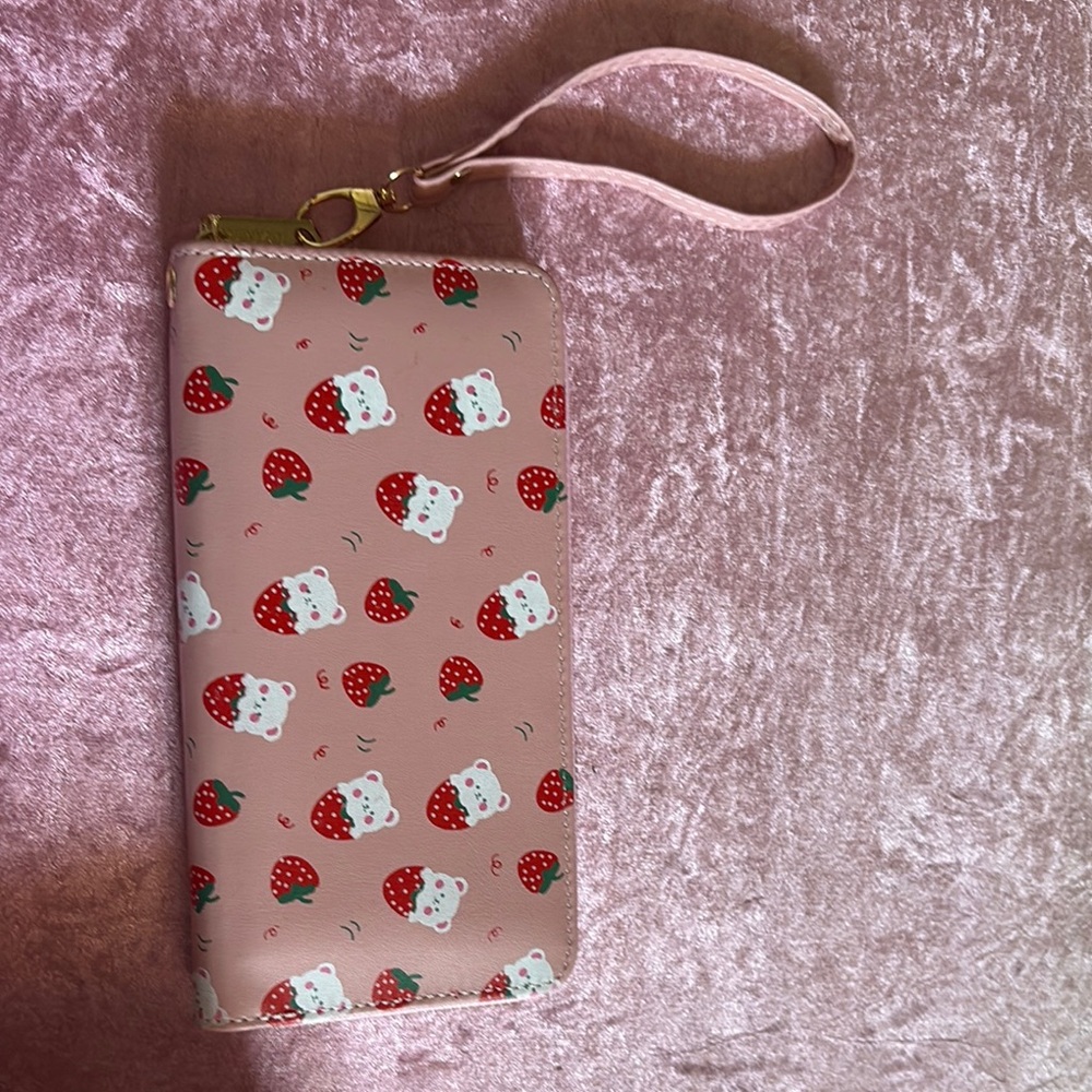 Strawberry Print Wristlet Wallet
